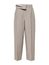 Mohair Wool Carrot Fit Straight Pants Grey - FENDI - BALAAN 2