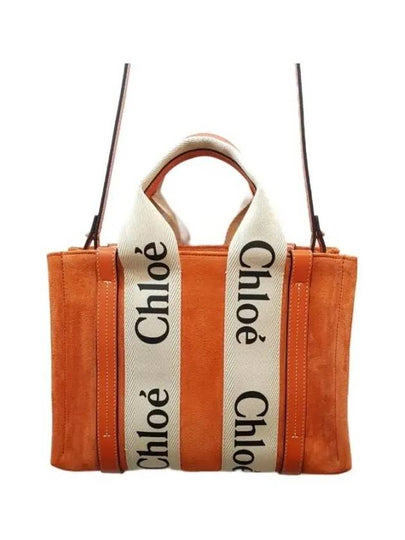 Woody Small Suede Calfskin Strap Tote Bag Orange - CHLOE - BALAAN 2