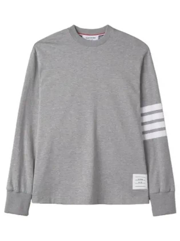 Engineered 4 Bar Medium Weight Jersey Oversized Long Sleeved T-Shirt Light Grey - THOM BROWNE - BALAAN 2