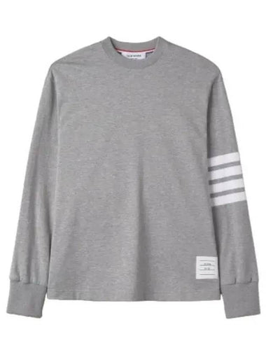 Medium weight jersey engineered diagonal oversized t shirt light gray - THOM BROWNE - BALAAN 1