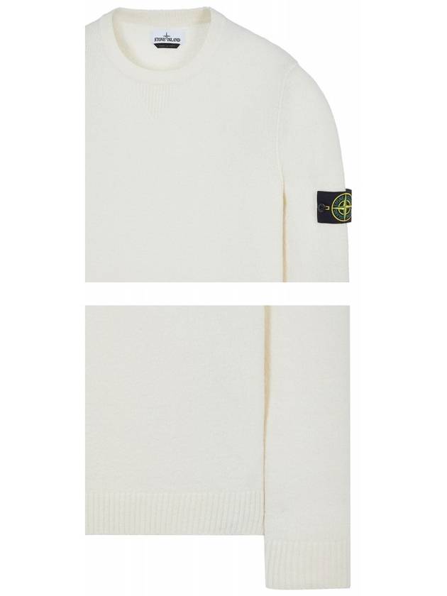 Soft Cotton Crewneck Knit Top Offwhite - STONE ISLAND - BALAAN 7