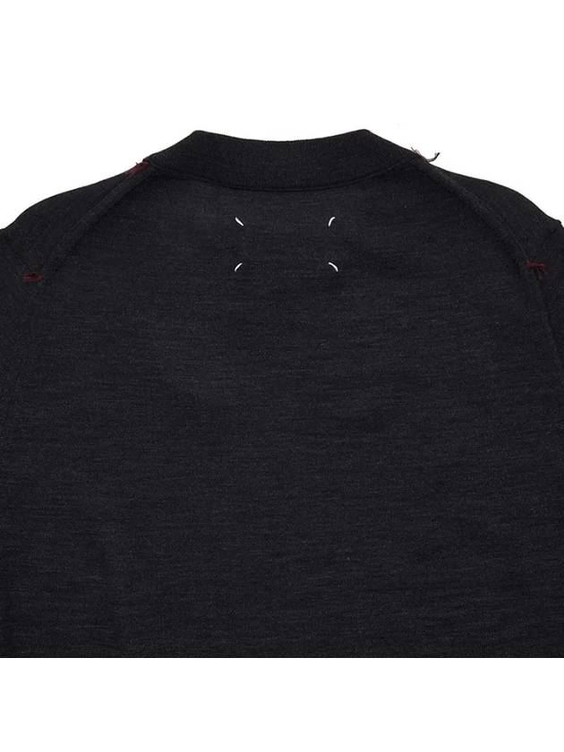 Back Stitch Crew Neck Wool Knit Top Charcoal - MAISON MARGIELA - BALAAN 5