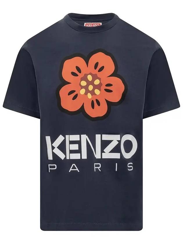 Boke Flower Short Sleeve T-Shirt Navy - KENZO - BALAAN 2