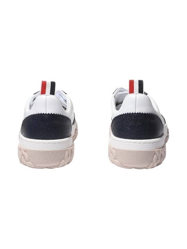 Calf Suede Cable Knit Low Top Sneakers White Navy - THOM BROWNE - BALAAN 5