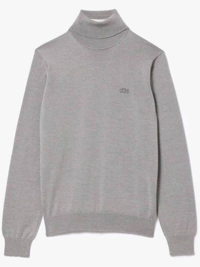 Logo Patch Merino Wool Turtleneck Grey - LACOSTE - BALAAN 2