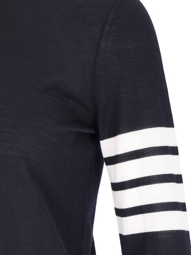 4-Bar Merino Jumper Wool Knit Top Navy - THOM BROWNE - BALAAN 5