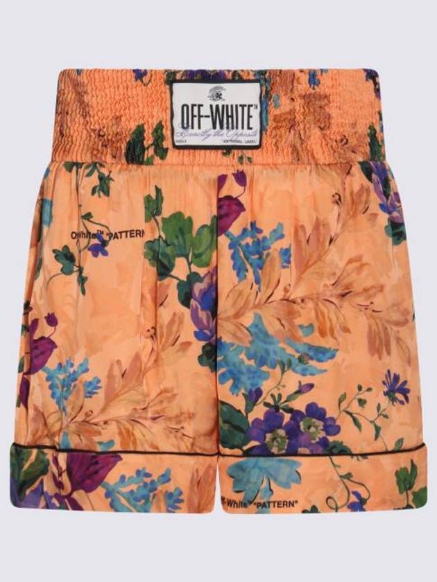 Logo Patch Floral Print Shorts Peach Orange - OFF WHITE - BALAAN 5