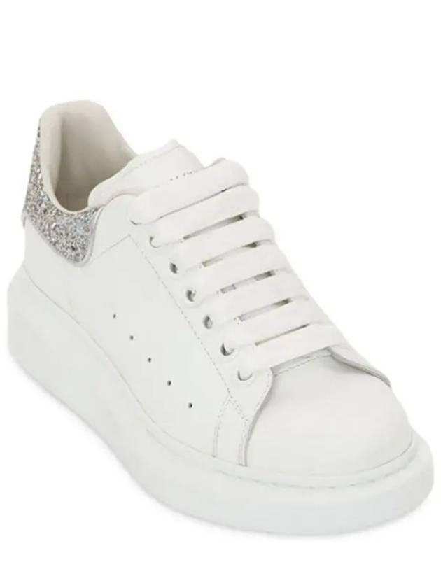 Silver glitter panel heel tab leather platform sneakers white - ALEXANDER MCQUEEN - BALAAN 4