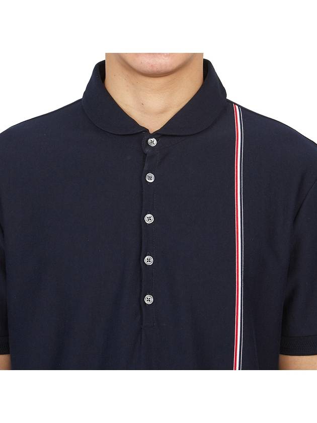 RWB Stripe Polo Shirt Navy - THOM BROWNE - BALAAN 6