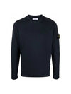 Wappen Patch Crew Neck Knit Top Navy - STONE ISLAND - BALAAN 1