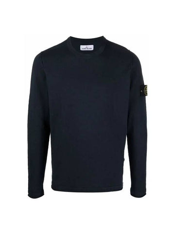 Wappen Patch Crew Neck Knit Top Navy - STONE ISLAND - BALAAN 1