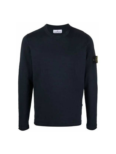 Wappen Patch Crew Neck Knit Top Navy - STONE ISLAND - BALAAN 1