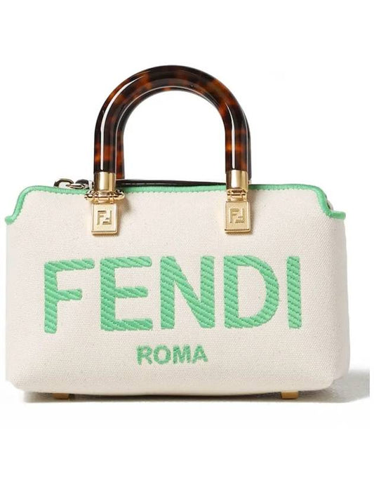 By The Way Small Canvas Tote Bag Green White - FENDI - BALAAN 2