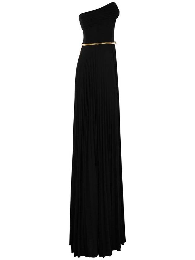 Pleated lurex jersey red carpet dress with belt - ELISABETTA FRANCHI - BALAAN 3