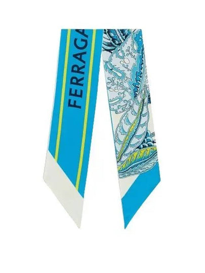 Togo Print Silk Scarf Turquoise - SALVATORE FERRAGAMO - BALAAN 2