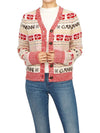 Logo V-neck Wool Blend Cardigan Red - GANNI - BALAAN 6