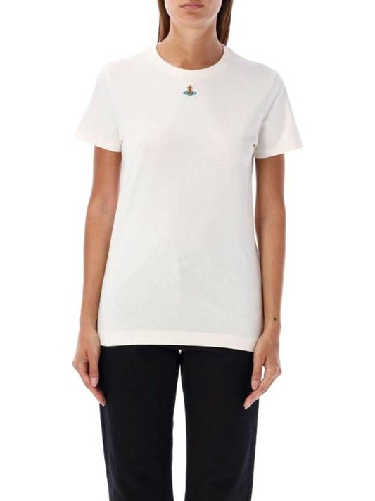 Embroided ORB Peru Short Sleeve T-Shirt White - VIVIENNE WESTWOOD - BALAAN 1