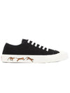 Lace Up Canvas Low Top Sneakers Black - KENZO - BALAAN 1