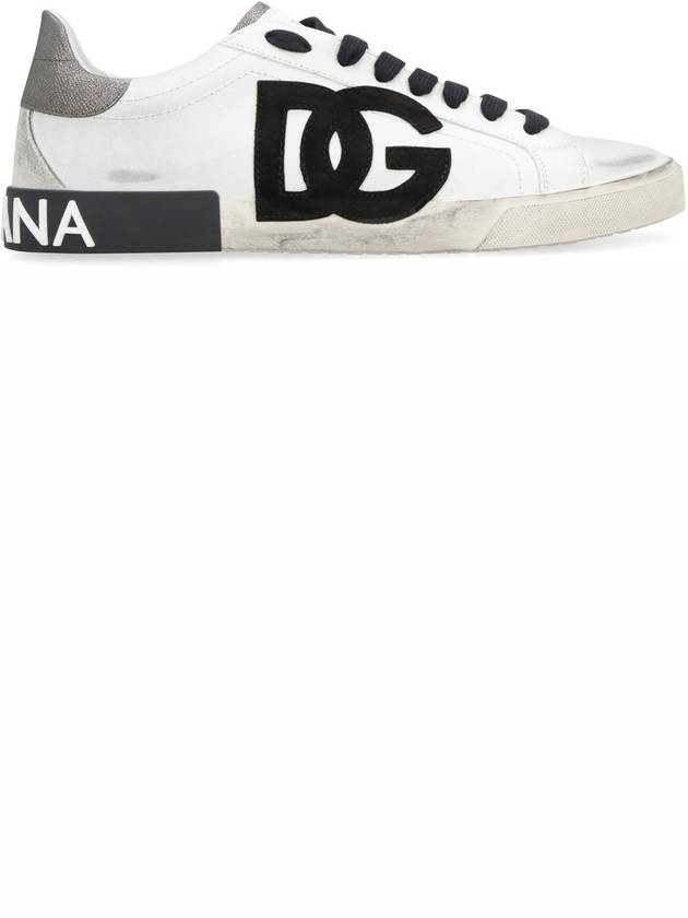 Dolce & Gabbana Portofino DC Logo Black Lace Up Low Top Sneakers White - DOLCE&GABBANA - BALAAN 3