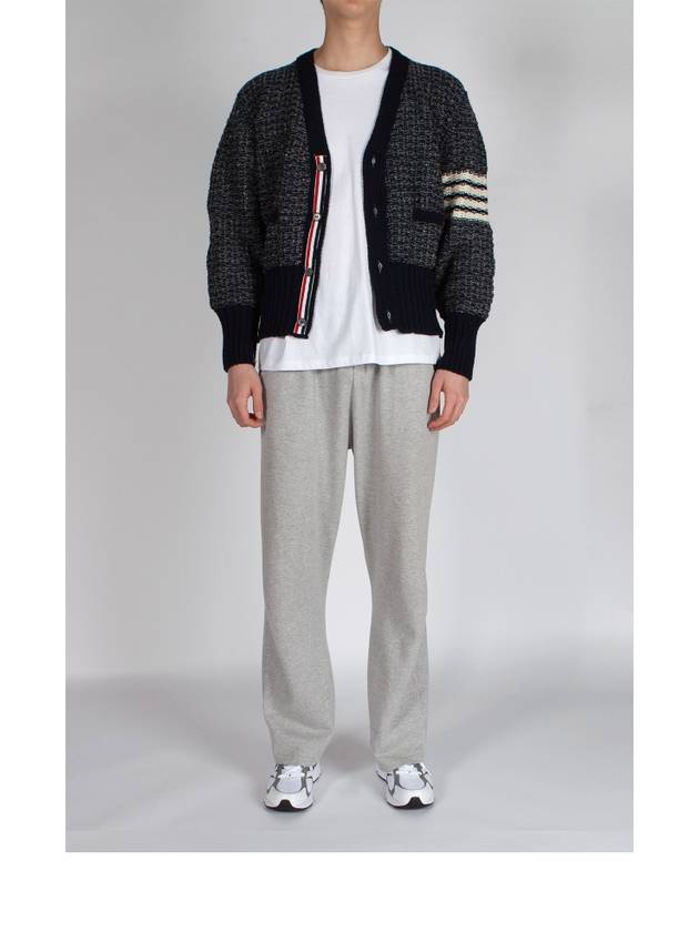 Mohair Tweed 4-Bar Classic V-neck Cardigan Navy - THOM BROWNE - BALAAN 5