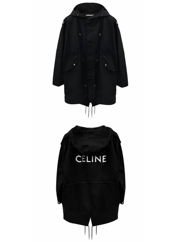 Technical Cotton Long Parka Black - CELINE - BALAAN 5