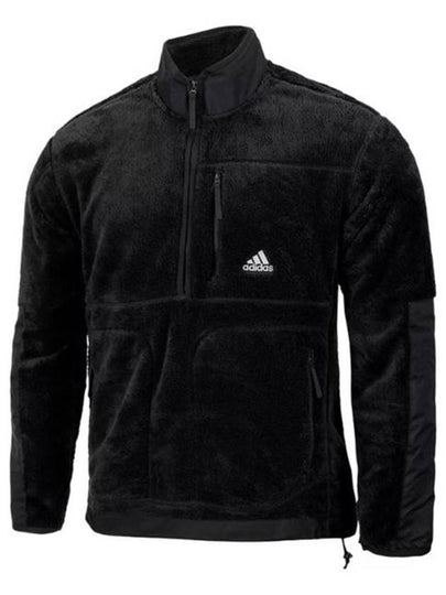 Sherpa Half-Zip Zip-Up Jacket Black - ADIDAS - BALAAN 2