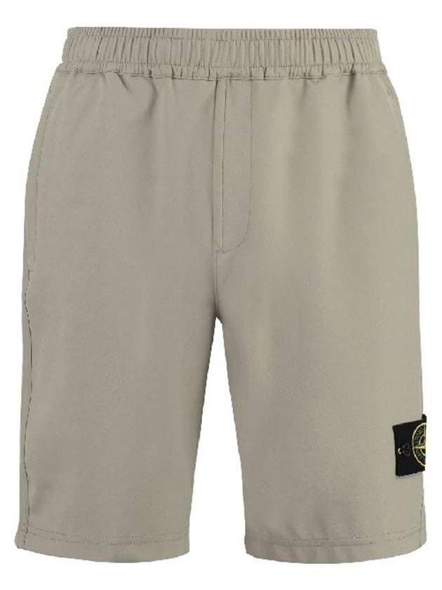 Stretch Nylon Badge Bermuda Shorts Dove Grey - STONE ISLAND - BALAAN 2