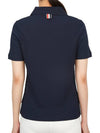 Three Stripes High Twist Rib Polo Shirt Navy - THOM BROWNE - BALAAN 5