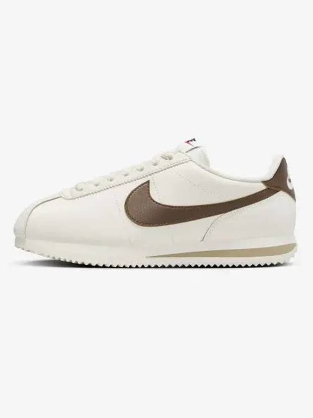 Women's Cortez Low Top Sneakers Khaki White - NIKE - BALAAN 2