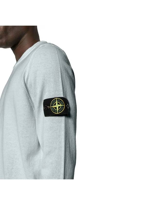 Raw Hand Cotton Crewneck Knit Top Sky Blue - STONE ISLAND - BALAAN 5