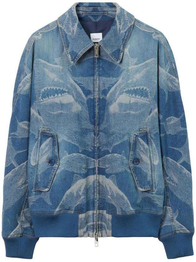 LIGHT AND DARK BLUE COTTON BLEND DENIM JACKET 8067642B5168 - BURBERRY - BALAAN 1