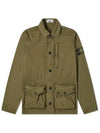 Wappen Patch Old Effect Cotton Zip-up Jacket Olive Green - STONE ISLAND - BALAAN 2