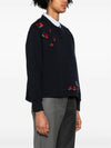 Loopback Hector Rose Oversized Crew Neck Cotton Sweatshirt Navy - THOM BROWNE - BALAAN 5