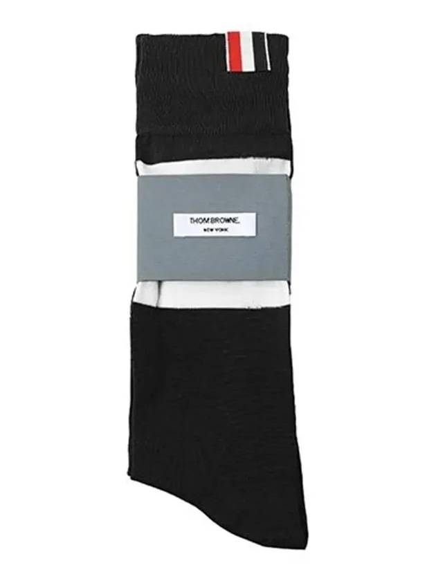 Men's Diagonal Light Weight Midi Socks Black - THOM BROWNE - BALAAN 4