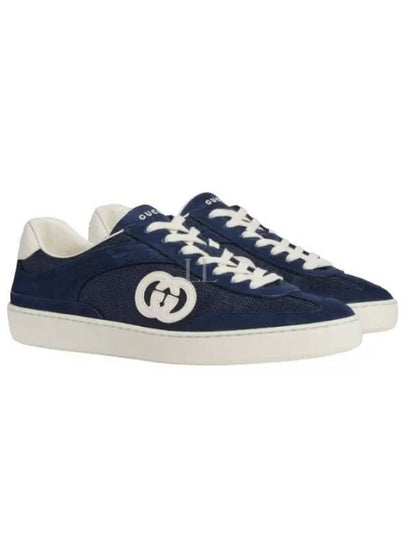 Interlocking G Suede Low-Top Sneakers Blue - GUCCI - BALAAN 2