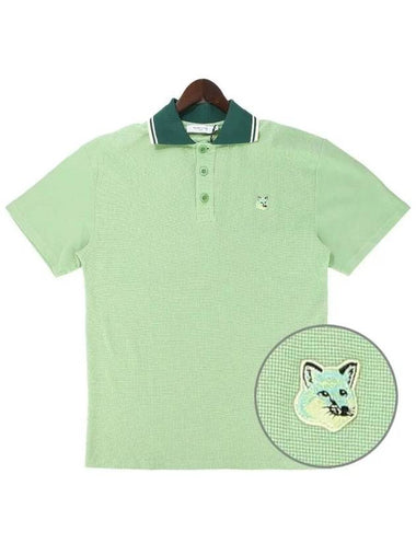 Men s Fox Head Polo Short Sleeve T Shirt KM00209KJ0104 MINT 270240 - MAISON KITSUNE - BALAAN 1