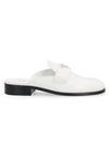 Women's Triangular Logo Brushed Leather Bloafers White - PRADA - BALAAN.