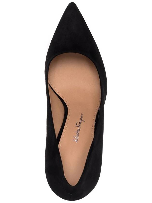 Salvatore Illari Suede Pumps Heel Black - SALVATORE FERRAGAMO - BALAAN 4