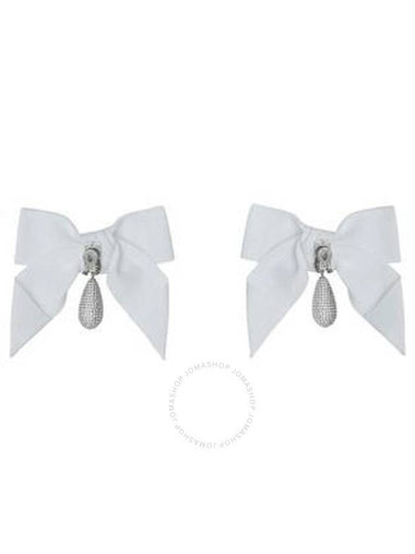 Burberry Crystal Oversized Bow Palladium-Plated Crystal Detail Earrings - BURBERRY - BALAAN 1