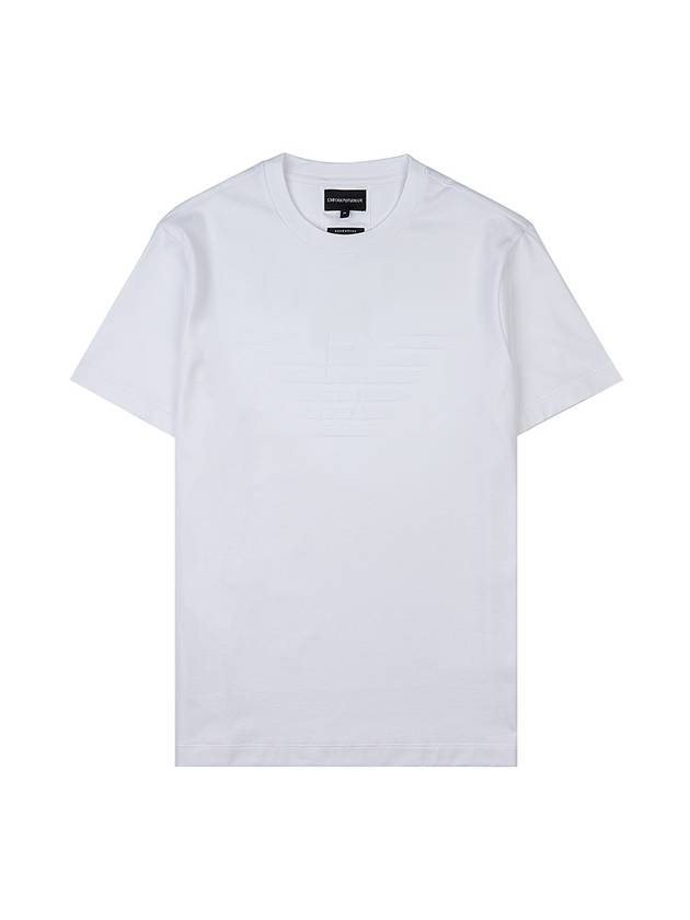 Logo Jacquard Cotton Short Sleeve T-Shirt White - EMPORIO ARMANI - BALAAN.