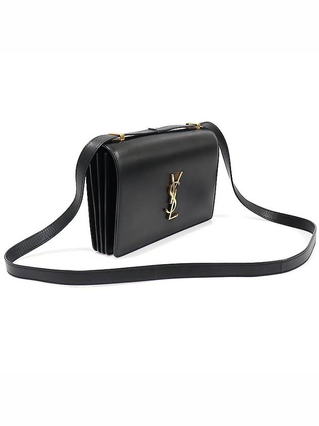 601312 Black smooth calfskin gold plated Dylan monogram accordion flap medium shoulder bag - SAINT LAURENT - BALAAN 3