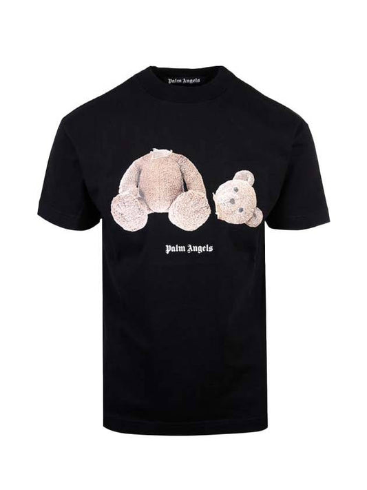 Bear Print Short Sleeve T-Shirt Black - PALM ANGELS - BALAAN 1