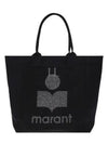 Women's Yenky Glitter Logo Tote Bag Black - ISABEL MARANT - BALAAN 2