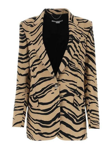 Women's Tiger Jacquard Jacket Brown - STELLA MCCARTNEY - BALAAN 1