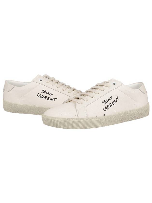 Court Classic SL/06 Embroidered Sneakers In Canvas And Leather Cream - SAINT LAURENT - BALAAN 2