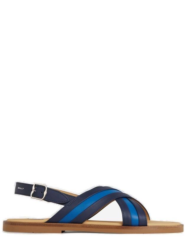 Crossover Strap Leather Sandals Black Blue - BALLY - BALAAN 3