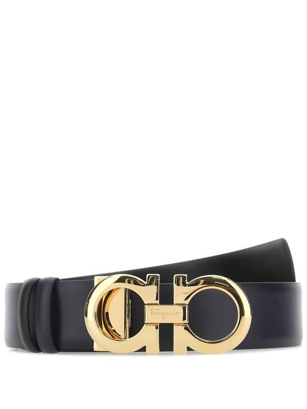 Gancini Reversible Leather Belt Black Navy - SALVATORE FERRAGAMO - BALAAN 2