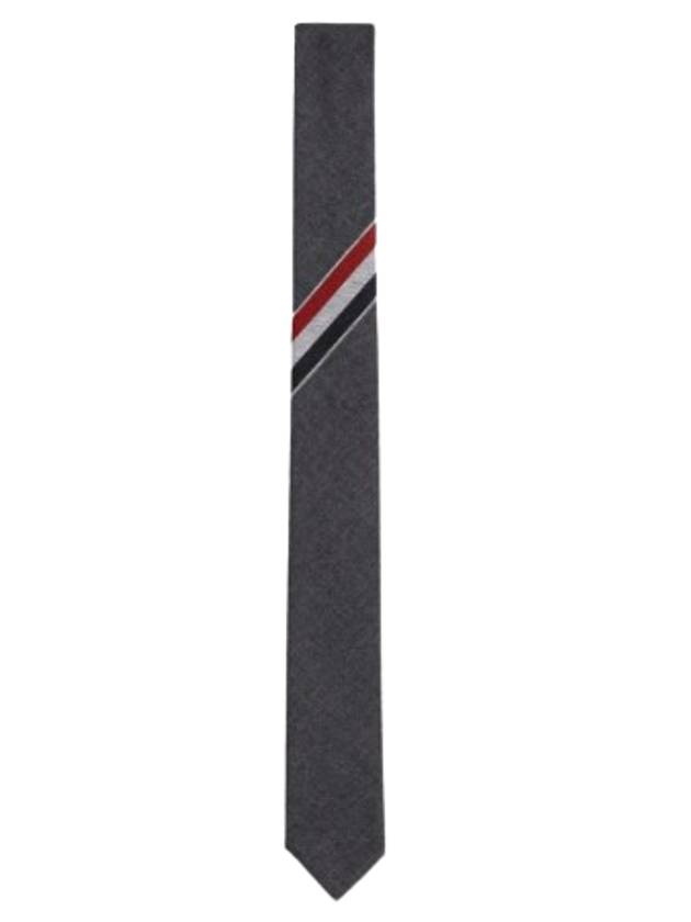 Three-Line Engineer Stripe Wool  Neck Tie Dark Grey - THOM BROWNE - BALAAN 2