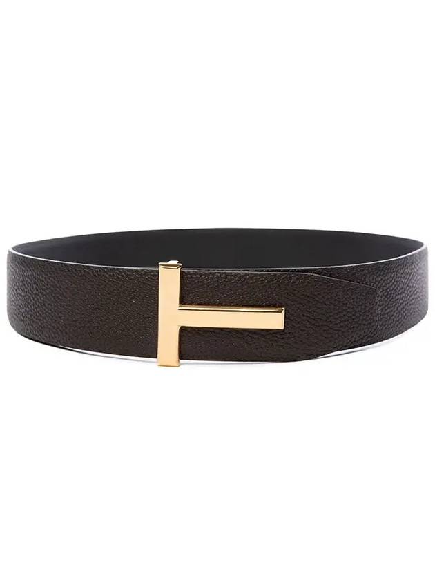 T Buckle Reversible Leather Belt Black Brown - TOM FORD - BALAAN 8