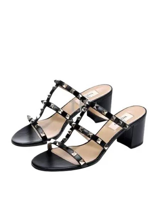 Rockstud Slide Sandals Black - VALENTINO - BALAAN 2